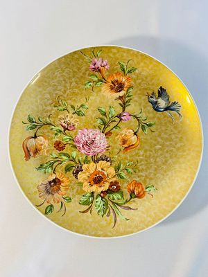 Настенная тарелка КАISER авторской работы. Производство Германия. Живопись, позолота, подпись 