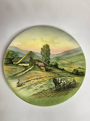 Антикварная большая настенная тарелка конца 19 века, производство Германия мануфактура Villeroy 