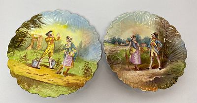 Две старинные настенные декоративные тарелки диаметром 28,5 см. Производство- Франция, XX век. 