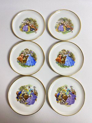 Винтажные фарфоровые тарелочки-розетки 6 шт. для сервировки стола. Производство Lindnеr Kups 