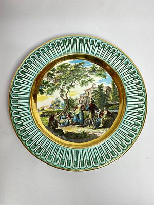 Настенная декоративная рельефная тарелка. Производство Италия. Время изготовления середина 