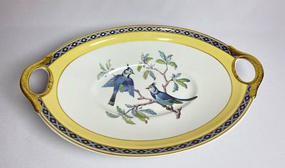 Большое блюдо с ручками ручной работы, живопись, позолота. Производство Германия мануфактура 