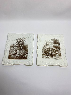 Пара фарфоровых пано производство Германия мануфактура Meissen. Время изготовления вторая 