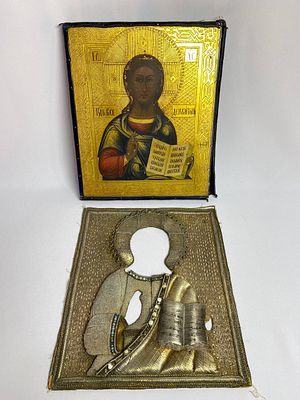 Старинная православная икона "Вседержитель" на сусальном золоте (редкая в такой интерпретации) 