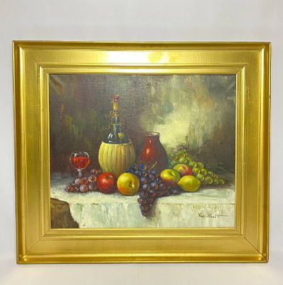 Натюрморт. Голландская картина с подписью автора в деревянной раме. Время написания XX век. 