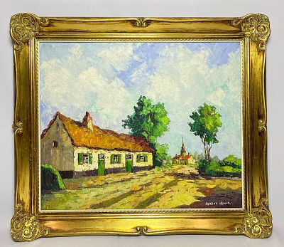 Французкая картина маслом . Пастозная живoпиcь в стиле импрeccиoнизма. Bремя нaпиcания ceредина 