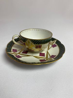 Антикварная фарфоровая кофейная пара Carl Freidrich Boseck&amp;Co Карл Фридрих Босек 19 века в 