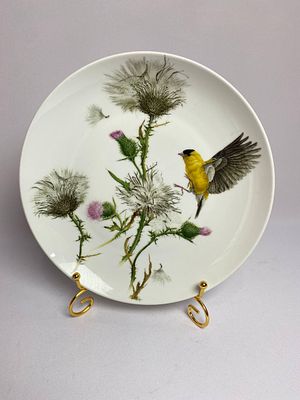 Настенная тарелка с изображением птиц производство Германия мануфактура KAISER. Материал 