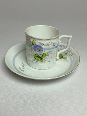 АНТИКВАРНАЯ чайная пара из тончайшего фарфора "В день Ангела" Изготовлена в Царской России до 