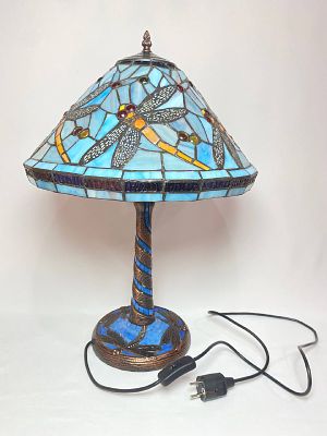 Красивая, яркая настольная лампа светильник "Тиффани Стрекоза" ручной работы. Производство 