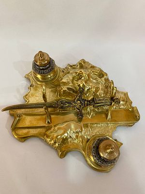 Бронзовый тяжелый письменный набор с бронзовым ножом для вскрытия конвертов и двумя 