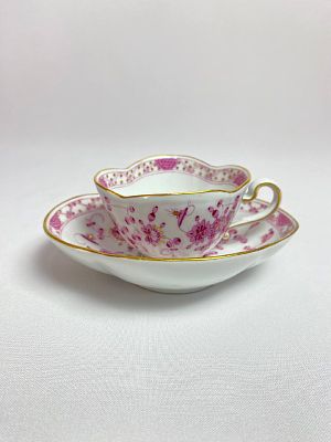 Старинная кофейная пара с цветочным индийским орнаментом. Производство Германия мануфактура 