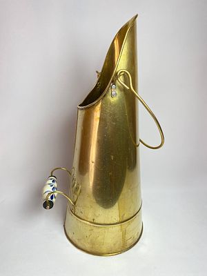 Латунный зольник с керамической ручкой, производство Германия, середина прошлого века. Материал 