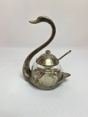 Винтажное блюдо для сервировки стола &laquo;Лебедь&raquo; , можно использовать как икорницу, сахарницу или 