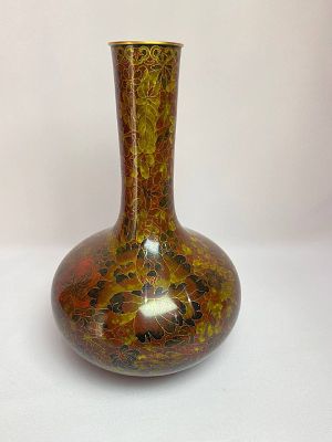 Антикварная ваза Клуазоне с перегородчатой эмалью. Производство Китай. Материал латунь, ручная 