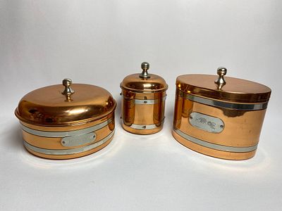 Медные ёмкости для хранения сыпучих продуктов 3 шт. Производство Швеция. Без деформаций и 
