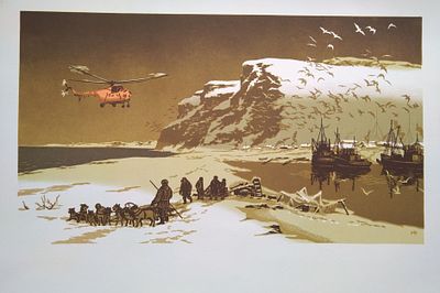 Мешков Владимир Ильич (1912-2012). 
Бумага, линогравюра. 28Х43 см. Советский и российский 