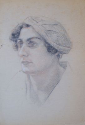 Орлов Василий Сергеевич (1910-2010). Портрет женщины в шляпке. 1930-е гг. Бумага, сангина 