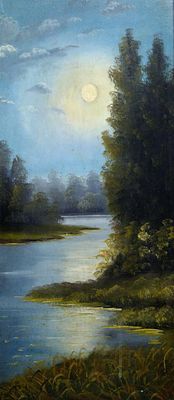 старая работа до 1920 годов ночь 
фанера масло 72 х32 см