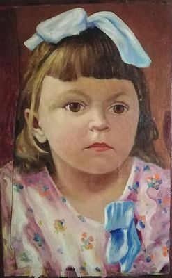 Неизвестный художник Германия &laquo;Портрет девочки&raquo;начало 20ого века. Картон, масло . Размер 38х25см