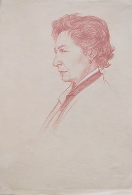 Неизвестный художник. Портрет женщины. Бумага, сангина. 51,5х36,5 
начало хх века ...