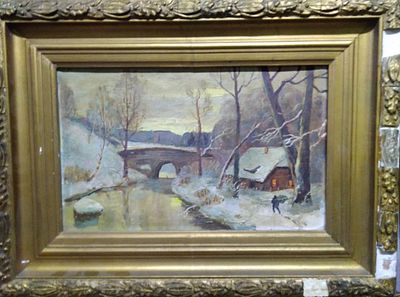 Неизвестный художник начало ХХ века Зима 
картон масло