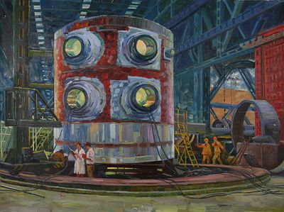 Акименко Виталий Иванович (1928 г. р.) Атоммаш 
холст масло 
Заслуженный художник 