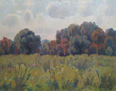 Трунин Владимир Ушангинович (1943). 
картон , масло. 54 Х 68см. Учился в Орловском 