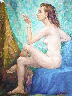 Орлов Василий Сергеевич &laquo;Натурщица&raquo;1991г. Картон, масло . Размер 40х30см.Орлов Василий Сергеевич 