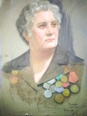 Сычев Михаил Антонович(1918-2006) &laquo;Портрет Полевых Натальи Андреевны&raquo; 1983г. Бумага, пастель. 