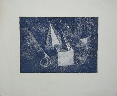 Куб и пирамиды. Бумага, офорт. 12Х16,5 см (изображение). 22Х26,5 (лист) см.