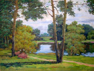 Глызин Петр Иванович (1926-2007). Ручей. 1960-е гг. Оголит, масло. 37Х49 см. Справа внизу 