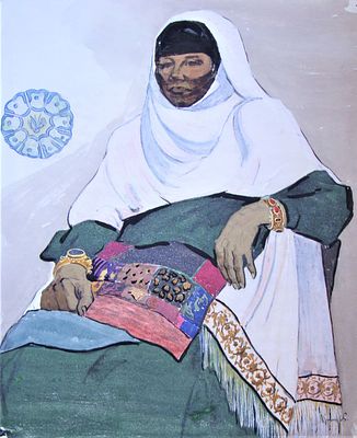 Тимофеев Александр Васильевич (1931-2012). Кубачинка в национальном костюме. 1965 г. Бумага 