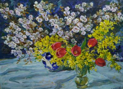 весенний букет неизв.худ. 
холст масло 61*82 см