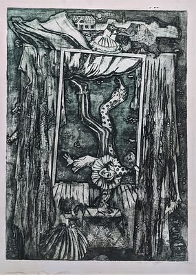 Неизвестный художник. "Петрушка снова веселит нас... Лист № 1. Пробный оттиск. Бумага, офорт. 