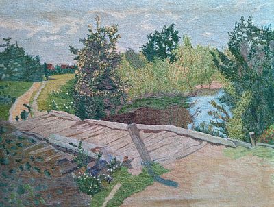 неизвестный художник 
вышивка ручная 
довоенная 
редкость !!! 