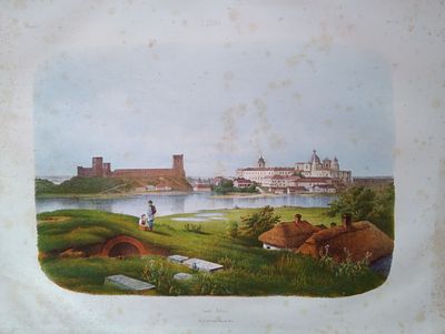 гравюра (раскрашенная) ХIХ век размер 40 х 60 см