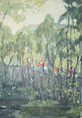 Неизвестный художник. Поход 
картон масло