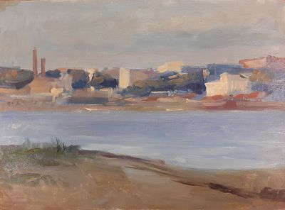 Чередниченко Анна Дмитриевна (1917-2006). Вид на Ростов. 1957 г. Картон, масло. 34 х 24, 5 см. 