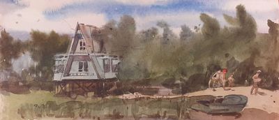 Туривный Владимир Ильич (1925–1992). Без названия. 1950 е гг. Бумага, акварель. Размер 31 x 14 