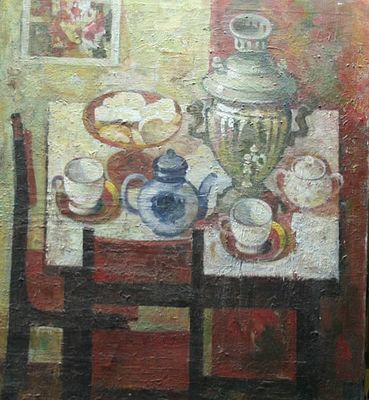 Симаков ( г. Орел ) 1994 год Самовар 
холст масло