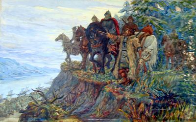 Кулагина Ольга Николаевна (1927, Ростов-на -Дону). 
Бумага, тушь, акварель. 35Х57 см. 