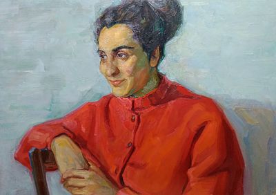 Кулагина Ольга Николаевна (1927, Ростов-на -Дону). Портрет 
Картон, масло. 69Х50 см. Училась с 