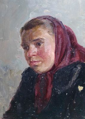 Кулагина Ольга Николаевна (1927, Ростов-на -Дону). Портрет 1957 год 
Картон, масло. 