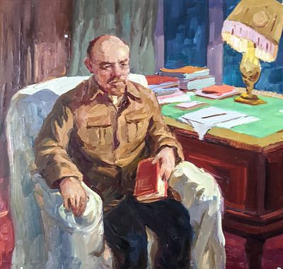 Кулагина Ольга Николаевна (1927, Ростов-на -Дону). 
В.И. Ленин в кабинете. 1960 е 
