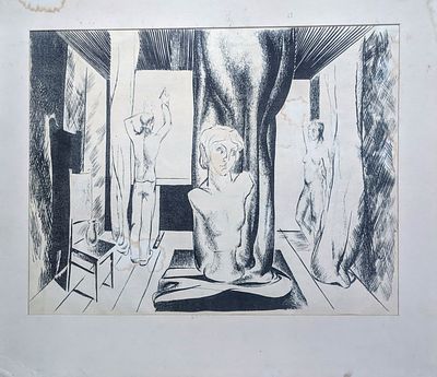 Неизвестный художник. Мастерская скульптора. Бумага, литография. 26Х33 см.
