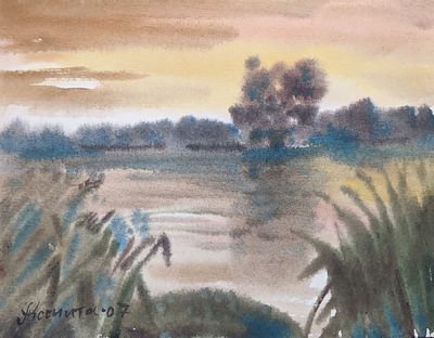 Ксенита Александр Георгиевич (1951 г.р.). Пейзаж. 2007 г. Бумага, какварель. 18Х23,5 см. Внизу 