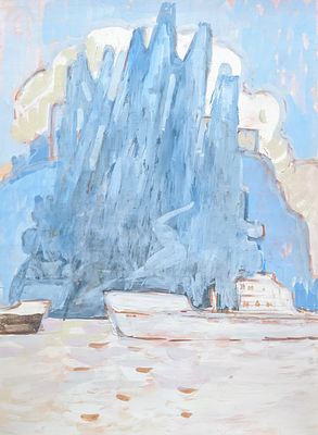 Неизвестный художник. Корабли. Бумага, темпера. 40Х29 см.