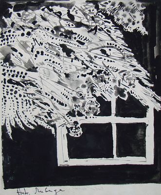 Ливада Николай Николаевич (1941 г.р.). Окно. Бумага, акварель. 15 Х 17,5 см. Слева внизу 