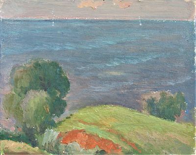 Ливада Николай Николаевич (1941). Пейзаж. Картон, масло. 20 х 25 см. На оборотной стороне 